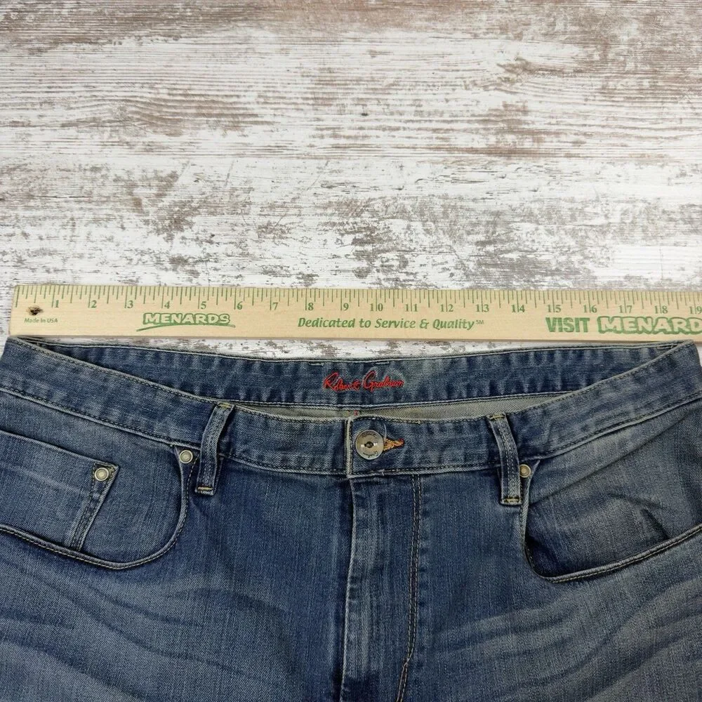 Robert Graham Classic Yates Jeans Mens 37x27 Blue Faded Straight Leg Denim